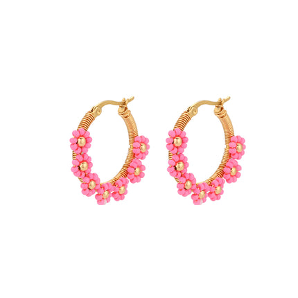 Aretes Con Diseño De Flor En Acero Inoxidable Estilo Bohemios