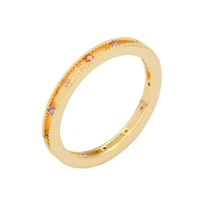 Anillo Con Diseño Geométrico Hueco Y Diamantes De Zirconia Colores De Cobre Chapado En Oro 14K