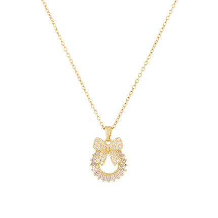 Collar De Moda Con Colgante De Guirnalda De Lazo De Acero Inoxidable De Estilo Palaciego