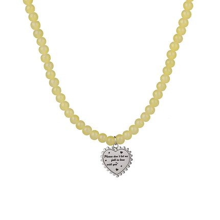 Collar De Cuentas De Vidrio Pequeño De Lujo Leve De Moda Con Colgante De Corazón