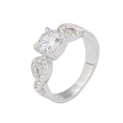 Anillo Irregular Con Diamantes De Zirconia En Aleación Chapado En Plata