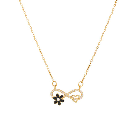 Collar Con Colgante En Forma De 8 De Diamante De Imitación Con Corazón Y Margarita Sencillo
