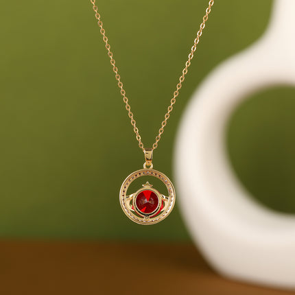 Collar Fino Con Colgante De Cobre De Tierra Roja Con Estrella Y Diamantes De Imitación Exquisito