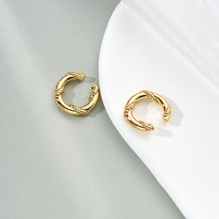 Aretes Earcuff De Estilo Trenzado Retro En C, Pendiente Chapado En Oro 14K