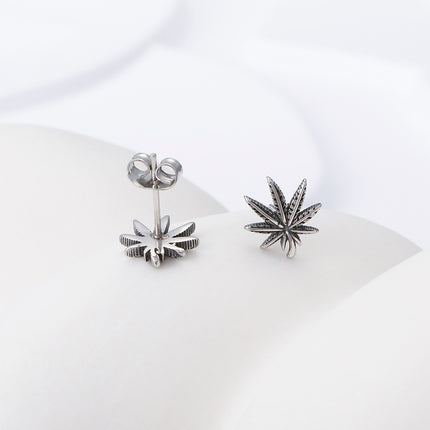 Pendientes De Algas Vintage Diseño Aretes Para Hombre De Acero Inoxidable Chapado En Plata