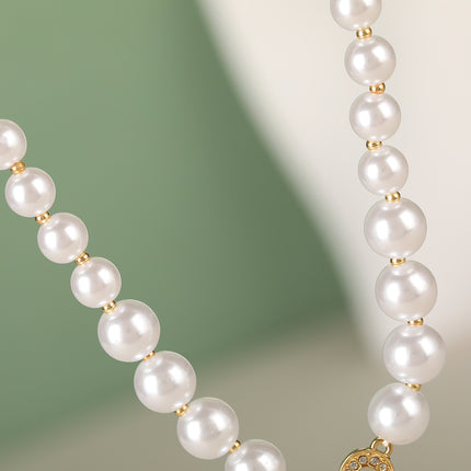 Collar De Perlas De Estilo Vintage Con Colgante De Flor De Diamante De Imitación De Moda