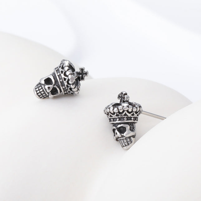 Pendientes Con Diseño De Calavera Diabólica Y Moda Aretes Para Hombre De Acero Inoxidable