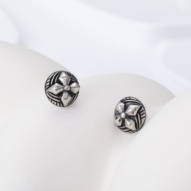 Pendientes Con Diseño Clásicos De Escudo Redondo Aretes Para Hombre De Acero Inoxidable