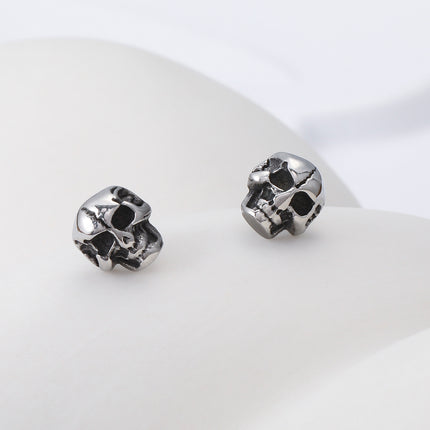 Pendientes Con Diseño De Calavera Sonriente Aretes Para Hombre De Acero Inoxidable