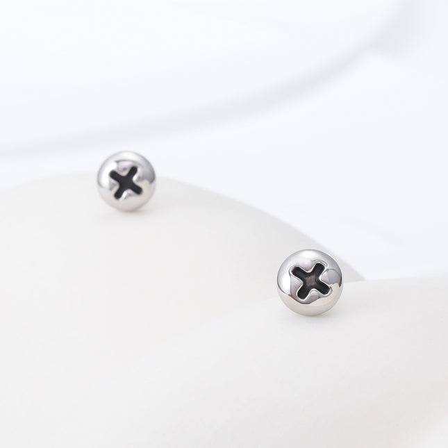 Pendientes Hip-Hop De Acero Inoxidable Con Diseño De Tuerca Y Tornillo Para Hombre