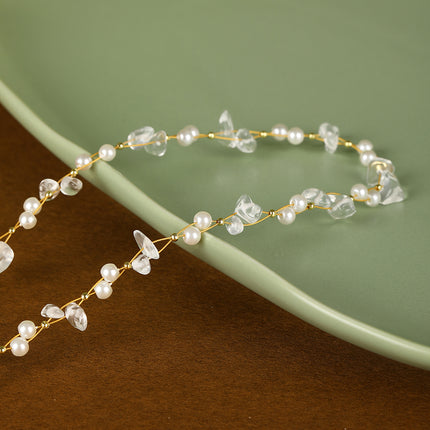 Collar De Piedras De Colores Con Cuentas De Moda Con Perlas De Cristal De Cadena De Acero Inoxidable