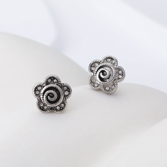 Pendientes Con Diseño De Flor Robusta Y Moderna Aretes Para Hombre De Acero Inoxidable