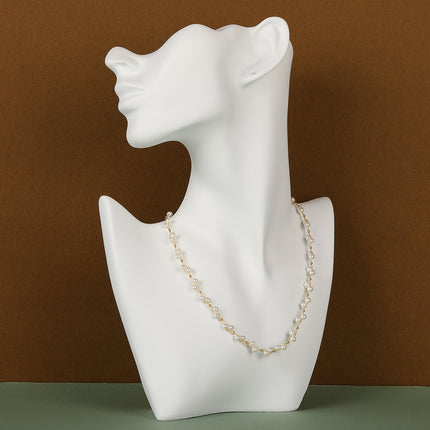 Collar Elegante De Perlas De Cristal Versátil De Moda Sencillo Y Casual De Cadena De Acero Inoxidable