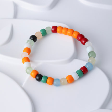 Pulsera De Cuentas De Cristal Colores Vibrantes Con Acero Inoxidable