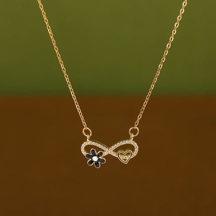 Collar Con Colgante En Forma De 8 De Diamante De Imitación Con Corazón Y Margarita Sencillo