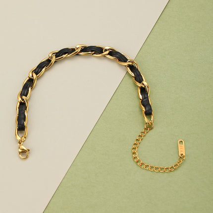 Pulsera Clásica De Cadena Con Hebilla De Piel, Elegante Y Duradera