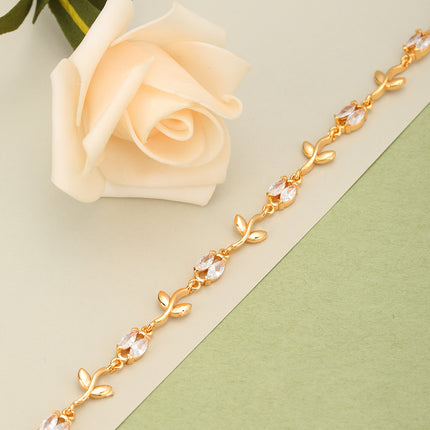 Pulsera De Cadena De Cobre Con Múltiples Flores Y Zirconias Brillantes