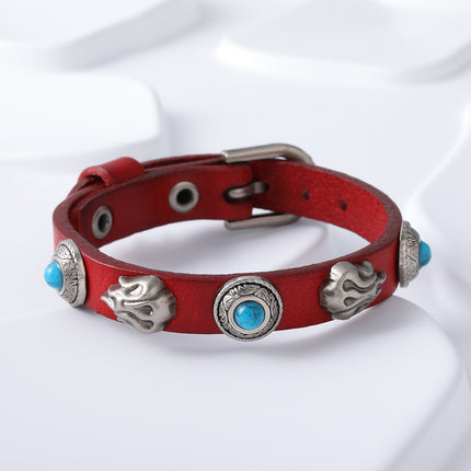 Pulseras De Hilo Vintage Con Elementos De Llama Y Disco En Acero 316