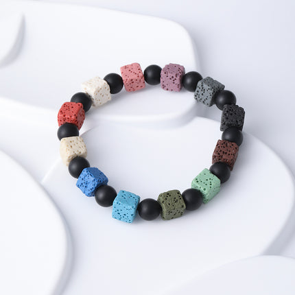 Pulsera De Acero Inoxidable Con Cuentas De Turquesa Y Esferas Negras