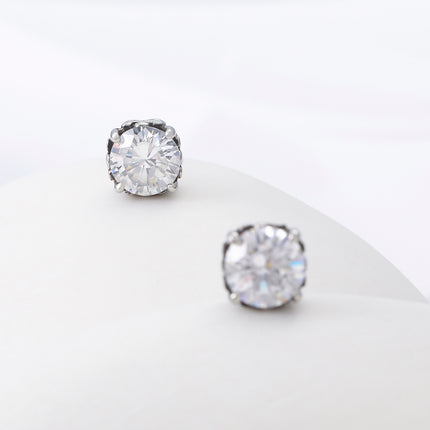 Pendientes De Diamantes Zirconia En Garra Para Hombre De Acero Inoxidable