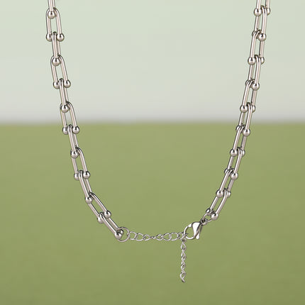 Collar Grueso Con Hebilla En Forma De U Simple De Acero Inoxidable