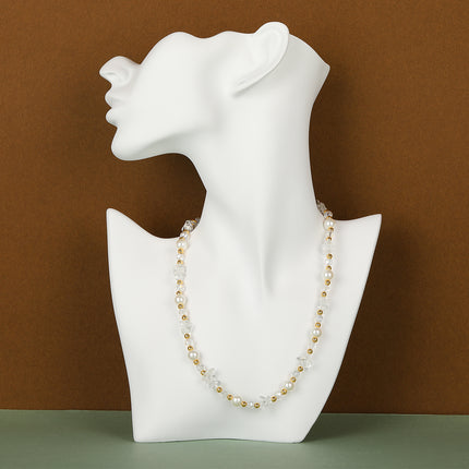 Collar De Cuentas De Piedras De Lujo Leve Con Perlas Y Diamantes De Moda
