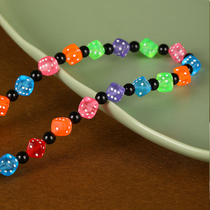 Collar De Cuentas Con Estilo De Dado Cuadrado Colorido De Moda Industrial Pesada