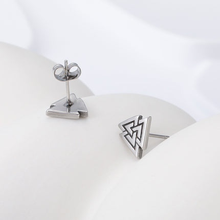 Pendientes Con Diseño De Triángulo Superpuesto Aretes Para Hombre De Acero Inoxidable