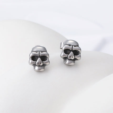 Pendientes Con Diseño De Calavera Vintage Y Moda Aretes Para Hombre De Acero Inoxidable