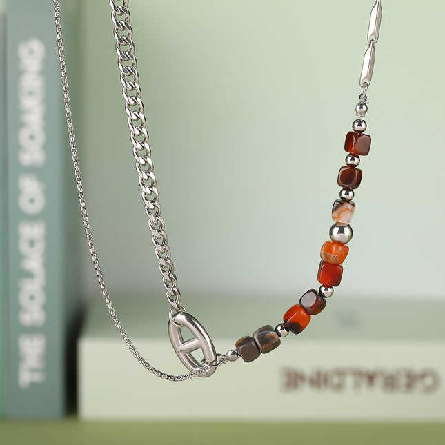 Collar De Cadena Personalizada De Piedra De Colores Hip-hop De Tendencia Moda