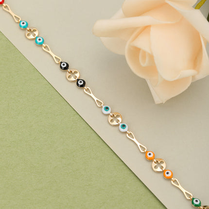Pulsera De Cobre Con Ojos Multicolores De Diseño Divertido Y Simple