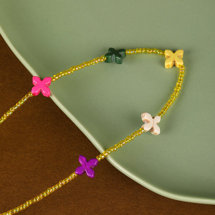 Collar De Cadena De Cuentas Con Accesorios De Flores De Estilo INS De Moda