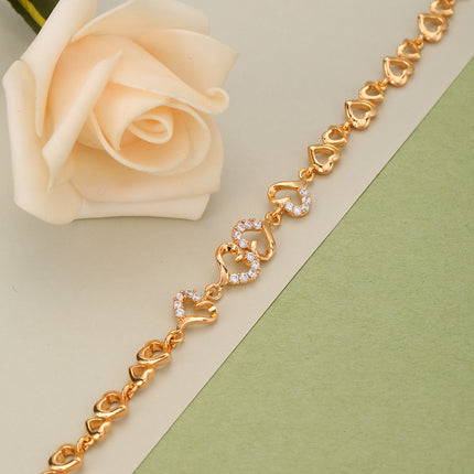Pulsera De Cobre Con Encantadora Cadena De Corazones Romántico