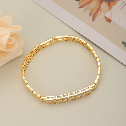 Pulsera De Cobre Ancha Con Corazones De Circonita, Estilo Retro