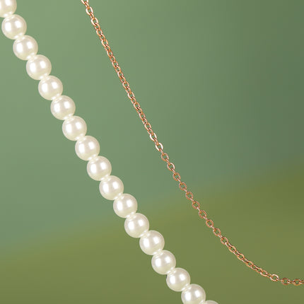 Collar De Cuentas Pequeñas De Perlas De Doble Capa De Lujo Leve De Moda