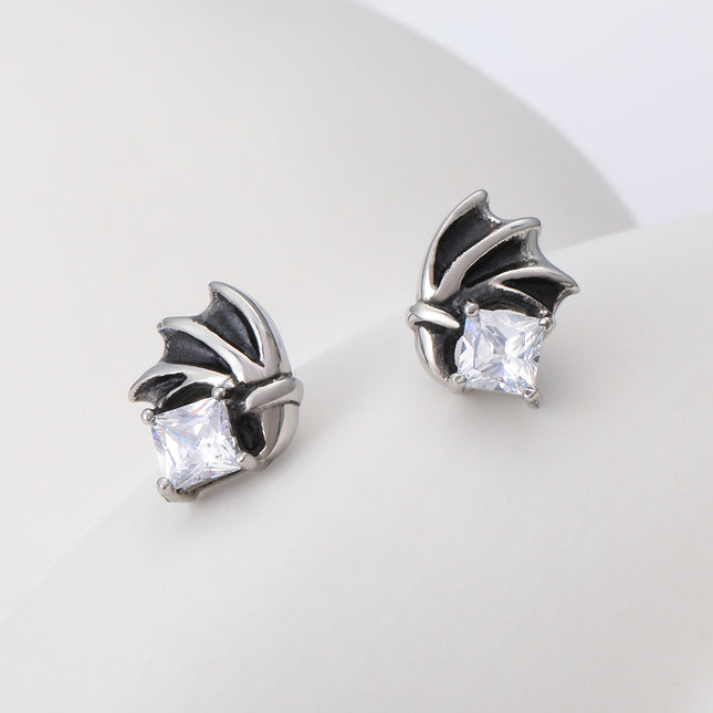 Pendientes De Alas Con Diamantes Zirconia Aretes Para Hombre De Acero Inoxidable