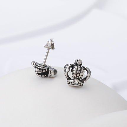 Pendientes Con Diseño De Corona Aretes Para Hombre De Acero Inoxidable,Estilo Vintage