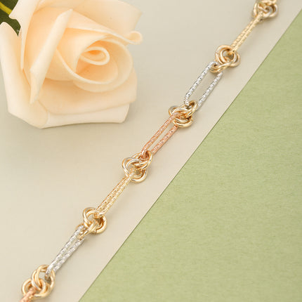 Pulsera Con Cadena De Rectángulos En Cobre, Diseño Elegante Para Mujer