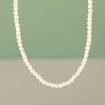 Collar De Perla Elegante Con Cadena Con Colgante De Corazón De Acero Inoxidable De Moda