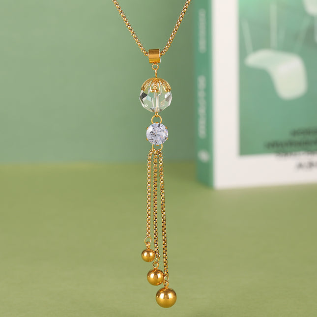 Collar Con Diamante De Imitación Y Cristal De Moda De Tipo Corbata De Acero Inoxidable