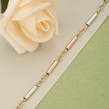 Pulsera De Cadena Con Tubos Tricolores De Cobre, Diseño Moderno