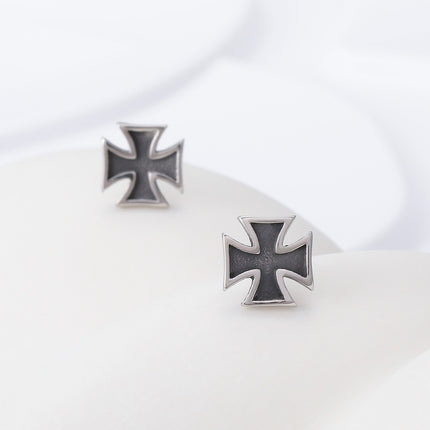 Pendientes Con Diseño De Cruz Cuadrada Vintage Y Moda Para Hombre De Acero Inoxidable