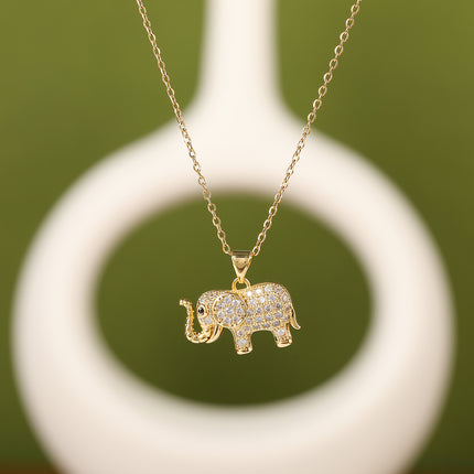 Collar De Único Diseño Con Colgante De Diamante De Imitación De Elefante Casual