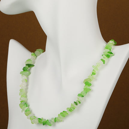 Collar De Cuentas De Grava Natural Transparente De Moda Casual Con Cadena Acero Inoxidable 316