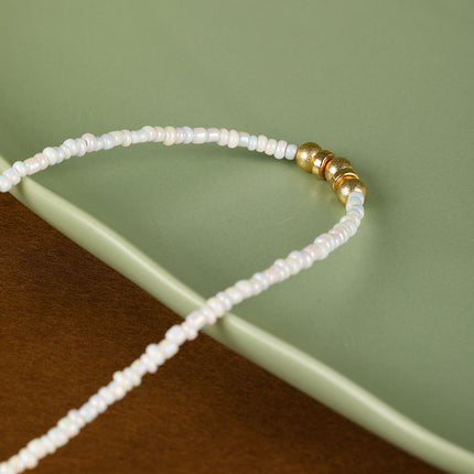 Collar Sencillo De Cuentas Blancas Elegantes De Lujo Leve A La Moda Casual