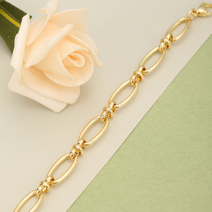 Pulsera De Cadena Ovalada Con Cierre Minimalista, Estilo Moderno
