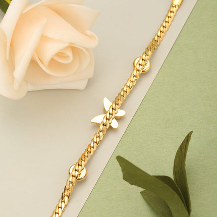 Pulsera De Perlas Con Mariposas En 3D De Cobre Chapado En Oro 14K