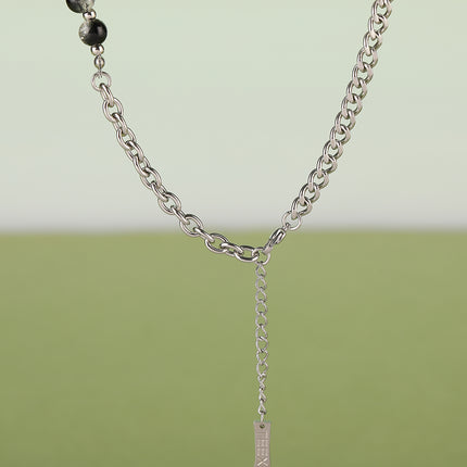 Collar Con Estrella Cruzada De Cadena De Media Cuenta Media Acero Inoxidable De Estilo INS