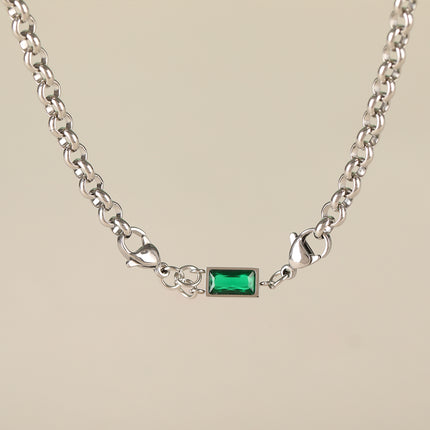 Collar Simple De Acero Inoxidable De Estilo INS Con Ladrillo Verde De Moda Casual