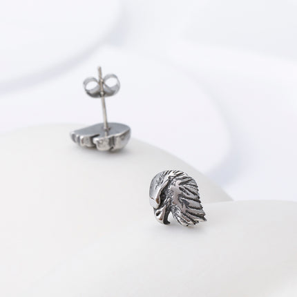 Pendientes Con Diseño Cabeza De Águila Aretes Para Hombre De Acero Inoxidable